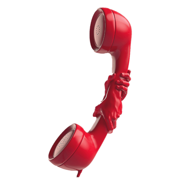 červené sluchátko - symbol helplinky